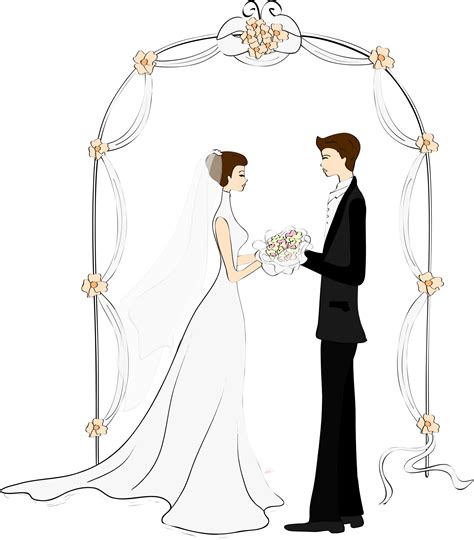 Cartoon Couple Wedding Drawing Marriage Arches And Cartoon Couple Png Download 1689 1925