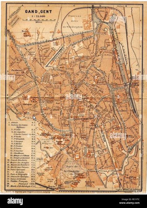 Antique Map Plattegrond Carte Gand Gent België 1905 A66 Stock Photo Alamy