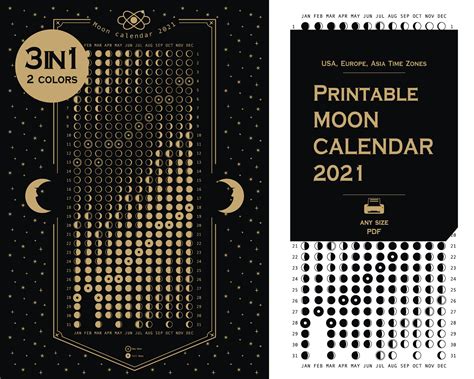 Printable 2021 Moon Phases Calendar By Aslowik Thehungryjpeg