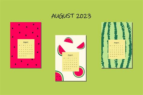 Premium Vector 2023 Summer Calendar Design Set Of August Calendars In