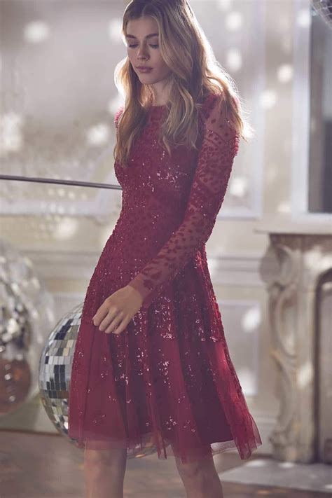 Cr20 New Season Aurora Dress In Cherry Red Long Sleeve Bridal Gown