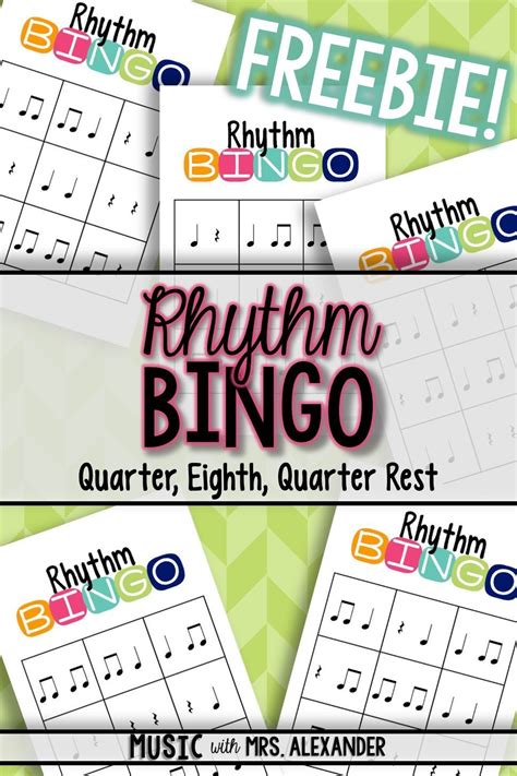 Free Music Teacher Resource Twenty Rhythm Bingo Cards With Quarter