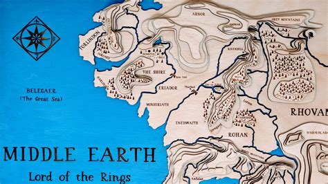 11 X 19 Lord Of The Rings Middle Earth Topographic Map Erlenmeyer