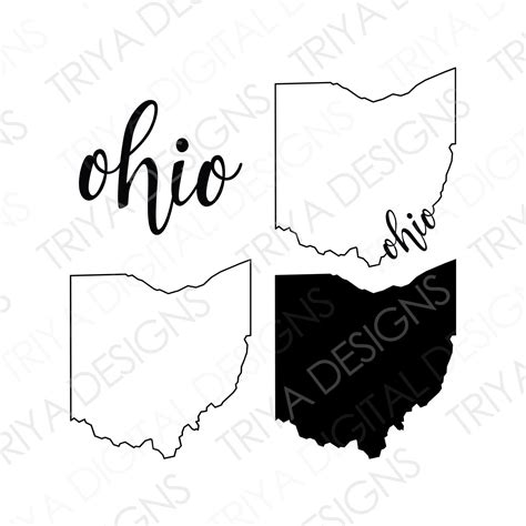 Ohio Svg Bundle Ohio Outline With Text Cut File State Of Ohio Outline