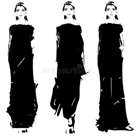 Fashion Models Sketch Hand Drawn Vector Illustration Cartoon