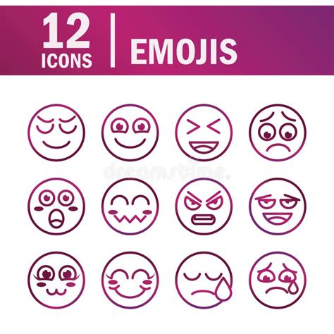Emoticon Funny Smiley Faces Expression Icons Set Stock Vector