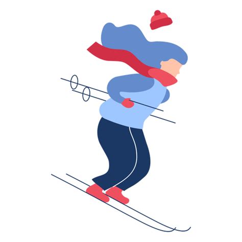 Flat Girl Skiing Png Designs For T Shirt And Merch