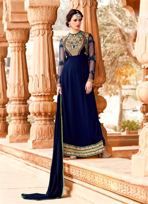 Sophisticated Navy Blue Embroidered Suit