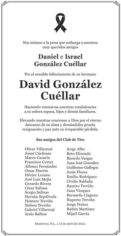 David González Cuéllar Obituario Esquela