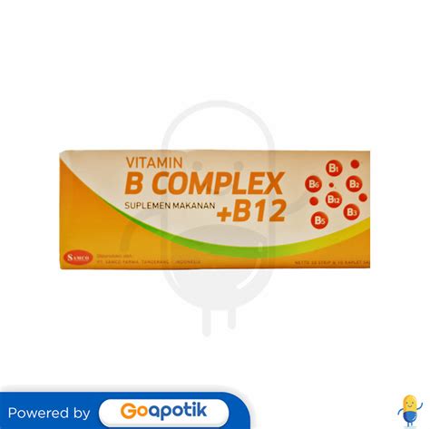 Vitamin B Complex B12 Samco Box 100 Kaplet Kegunaan Efek Samping Dosis Dan Aturan Pakai