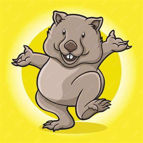 Premium Vector Wombat Funny Dancing Mascot Cartoon Vector Design
