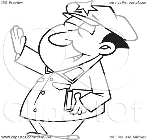 Clipart Of A Cartoon Black And White Lineart Man Mao Zedong Holding