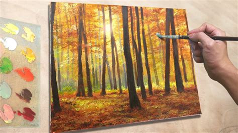 Acrylic Painting Autumn Forest Youtube