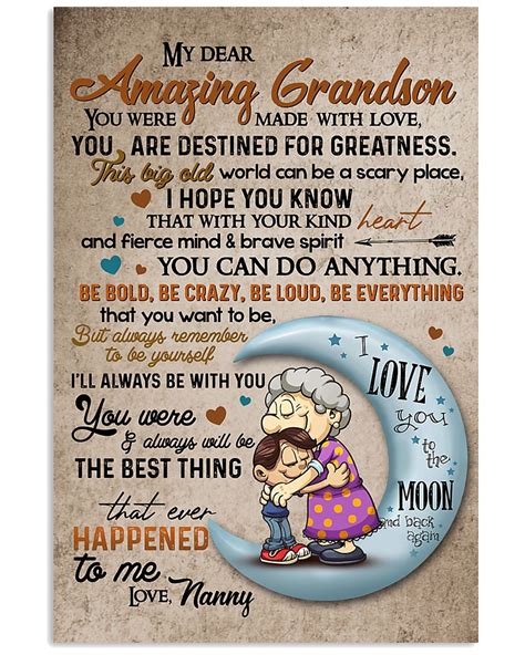 grandma to grandson vertical poster love quote