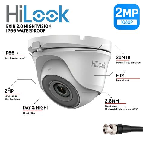 Hikvision Hilook Cctv Dome Camera 2mp 1080p Hd 28mm 4in1 Tvi Ahd