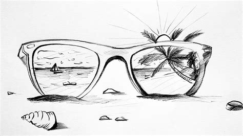 If you want to *buy this painting* then please write us on the comment section below. How to Draw a Beach Sunglass Scenery Sketch | Beach ...