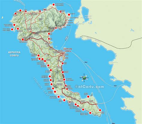Χάρτης Παραλιών στο Νησί της Κέρκυρας Atcorfu