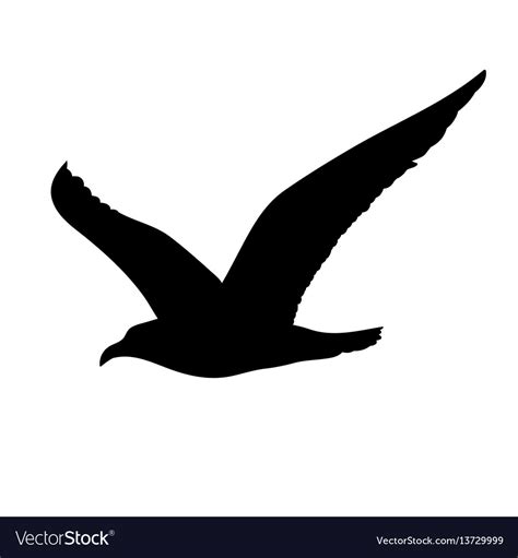 Flying Seagull Silhouette Concept Royalty Free Vector Image