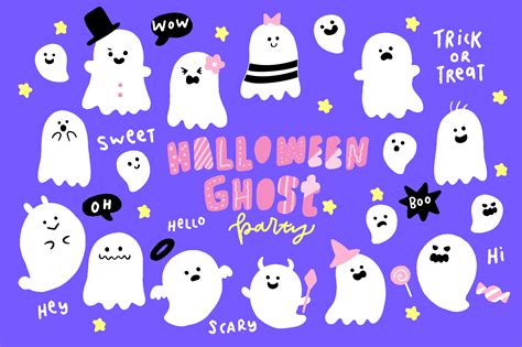 cute halloween ghosts illustrations decorative illustrations ~ creative market