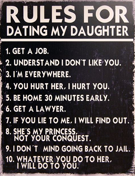 Hdc International Rules For Dating My Daughter Decorative Metal Sign Retro Large 13 X 10 Inches