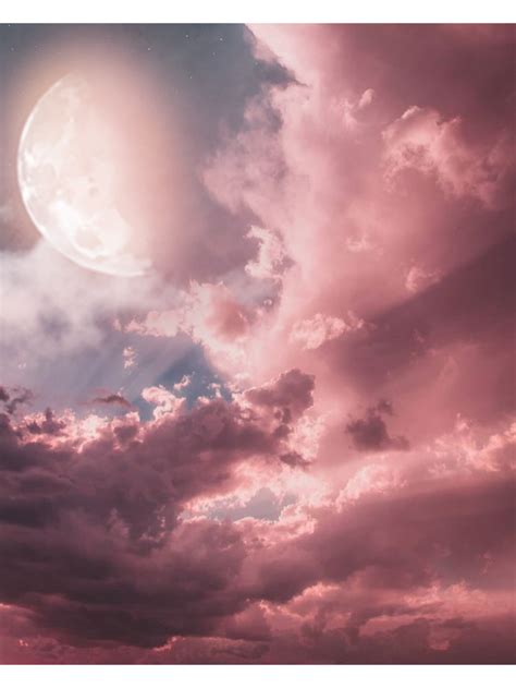 Ftestickers Sky Clouds Moon Aesthetic Pink