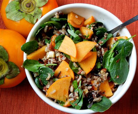 Persimmon Wild Rice Spinach Salad Simply Mindful