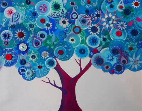 Button Tree Canvas Painting By Tryingnottohibernate On Etsy £4500