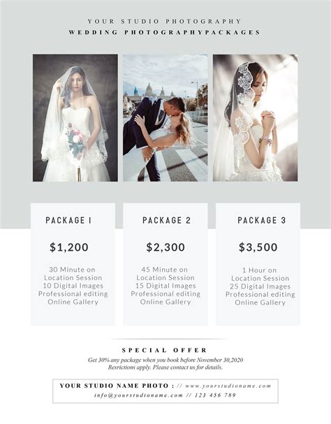 Wedding Photography Pricing Templateprice Guide List For Photographers