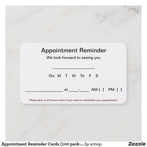 An Appointment Reminder Card With The Words Appointment Reminder In