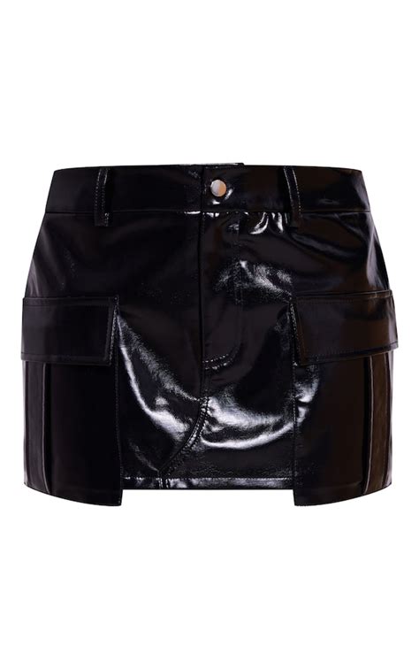 Black Wet Look Pocket Micro Mini Skirt Prettylittlething Aus