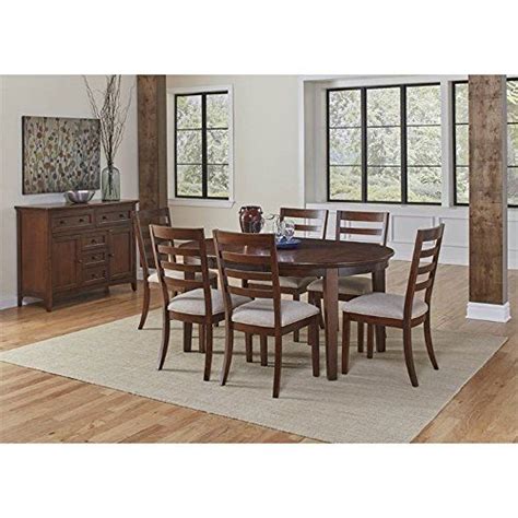 A America Westlake 8 Piece Oval Extendable Dining Set In Cherry Brown