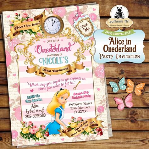 Digital File Alice In Onederland Invitation U Print Unbranded
