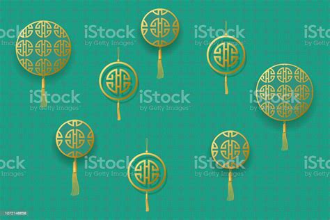 Golden Round Frames For Text Design For Chinese New Year Stock