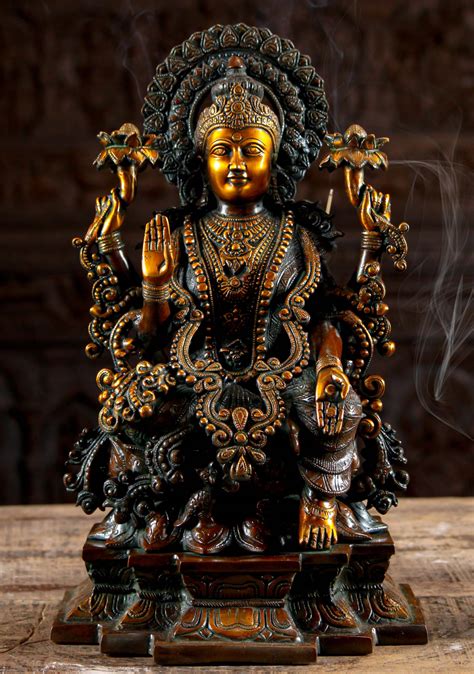 Brass Goddess Lakshmi Statue With Owl Bs Z Hindu Gods Buddha Statues