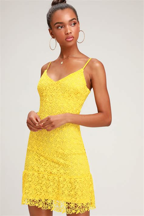 Sexy Yellow Dress Yellow Lace Dress Bright Yellow Dress Lulus