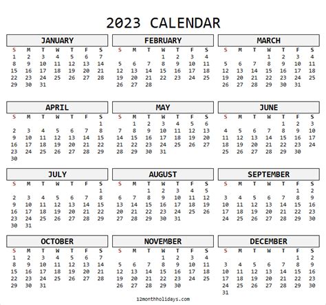 Blank Printable Calendar 2023 January To December Calendar 2023