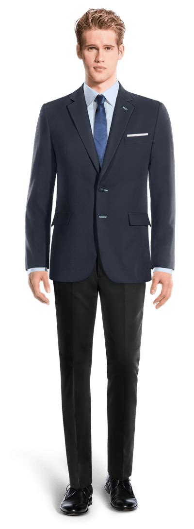 Navy Blue Suit Jacket With Pocket Square