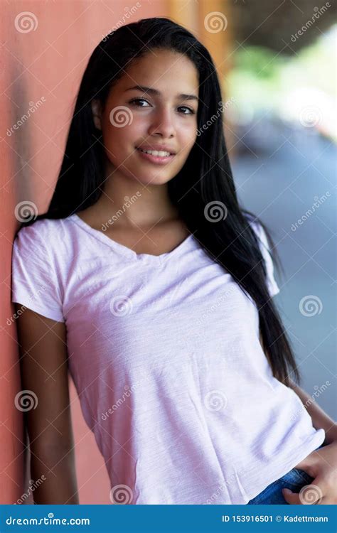 Close Up Portrait Of Beautiful Latin American Teenage Girl Stock Image