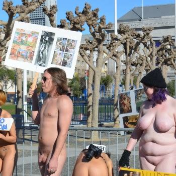 Topless Naked Protesters Occasional Stray Peen Warning The
