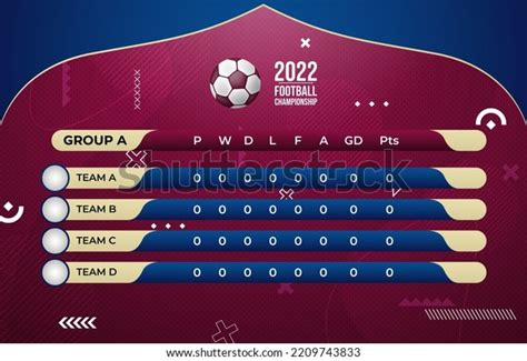 Football Match Result Table Design Template Stock Vector Royalty Free