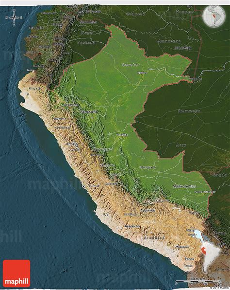 Satellite 3d Map Of Peru Darken