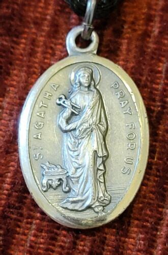 St Agatha Vintage New Sterling Medal Italy Patron Of Breast Cancer