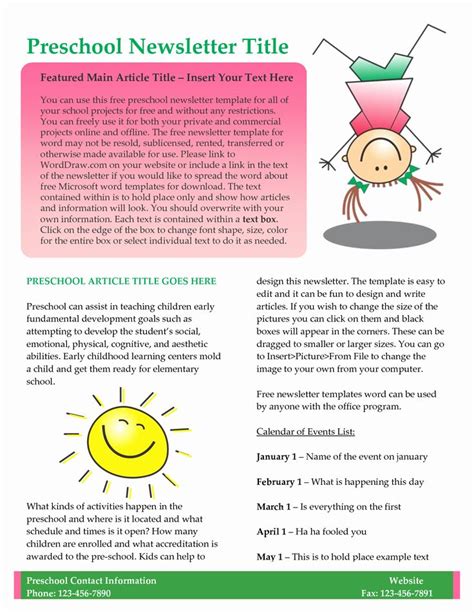 Free Editable Newsletter Template New Best S Of Printable Preschool