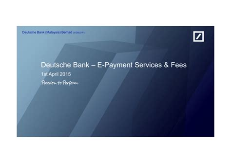 Deutsche Bank E Payment Services And Fees
