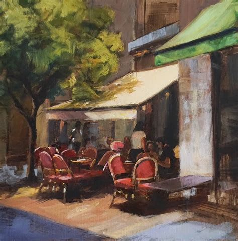 Jonelle Summerfield Sunny Side Of The Street Oil Painting For Sale