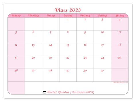 Kalender Mars 2023 För Att Skriva Ut “49sl” Michel Zbinden Fi