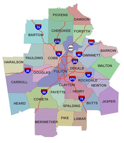 Metro Atlanta Map With Counties And Cities United States Map