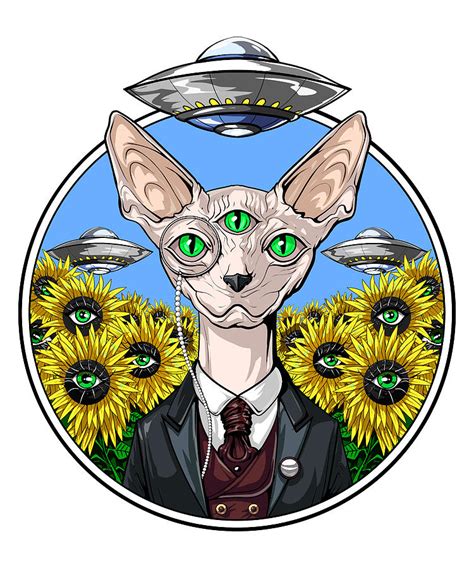 Psychedelic Sphynx Cat Alien Digital Art By Nikolay Todorov Pixels