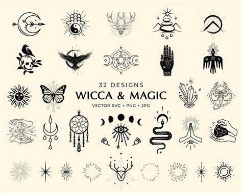 Download Wicca, Magic Celestial vector icon set. Mystic witch clip ...