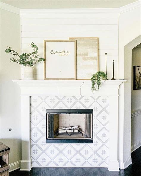 Diy Painted And Stenciled Faux Tile Fireplace Surround Renovations On A